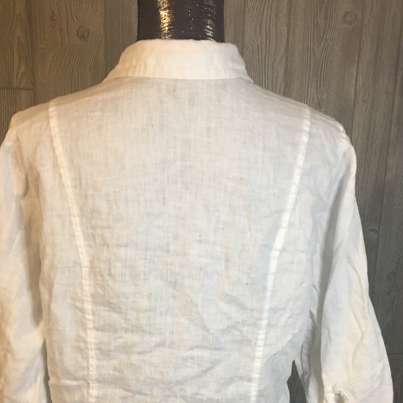 White Embroidery Casual Button Down Top Size M - Picture 5 of 5